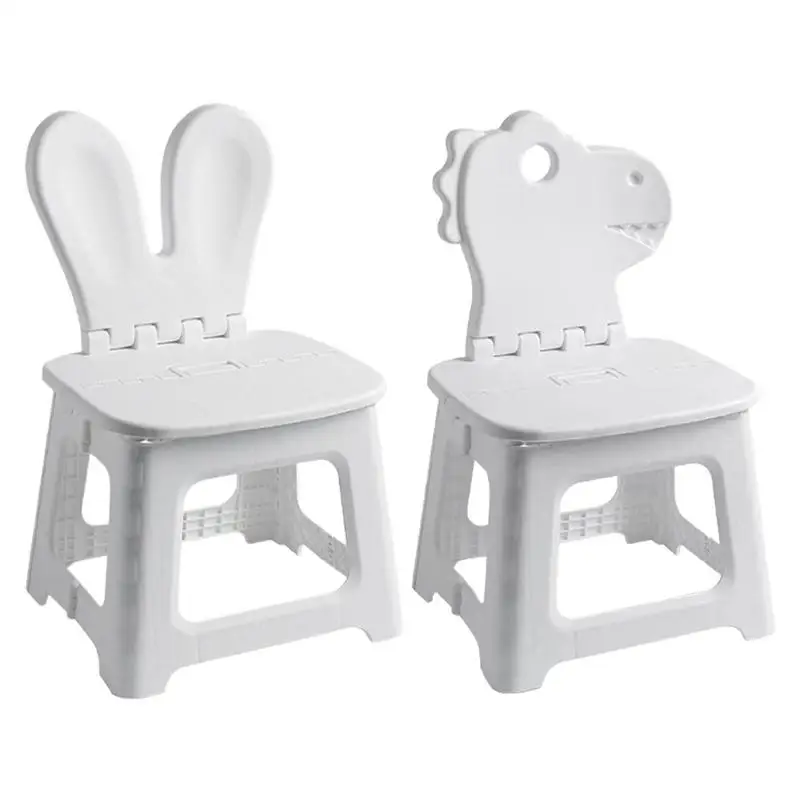 Kids Step Stool Bunny Dinosaur Portable Folding Chair With Back Support Thickened Seat Furniture Home Shoe Changing Chair