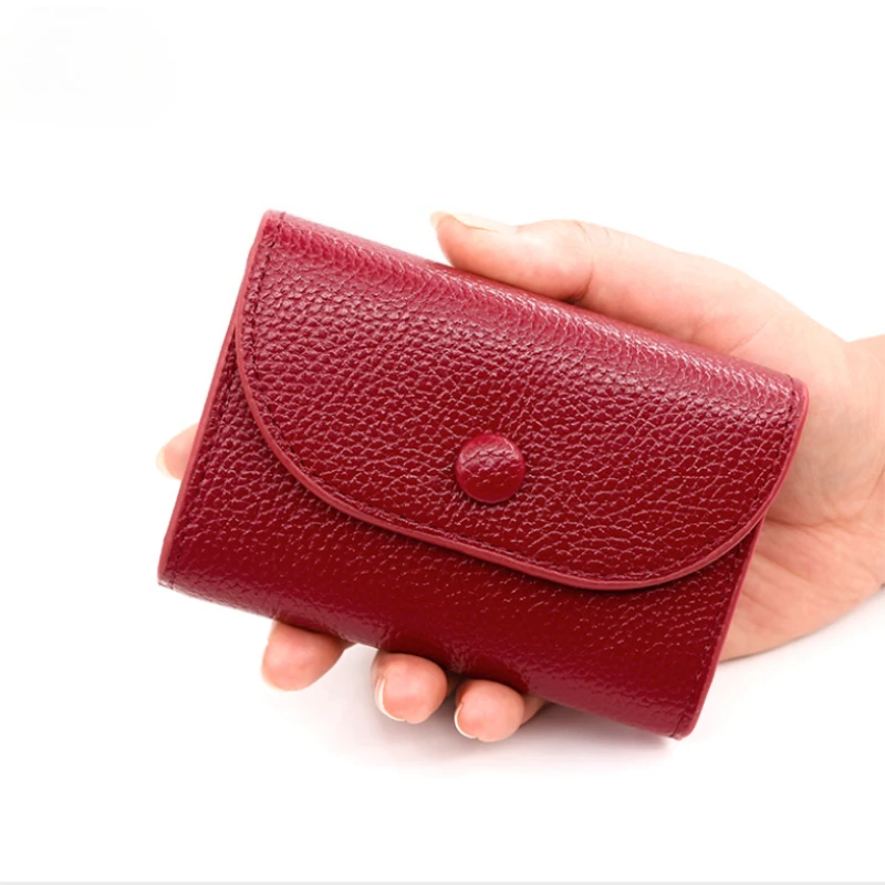 

Minimalist PU Card Holder Fashionable Lychee Pattern Zipper Coin Purse Large Capacity Handheld Wallet for Women/Men
