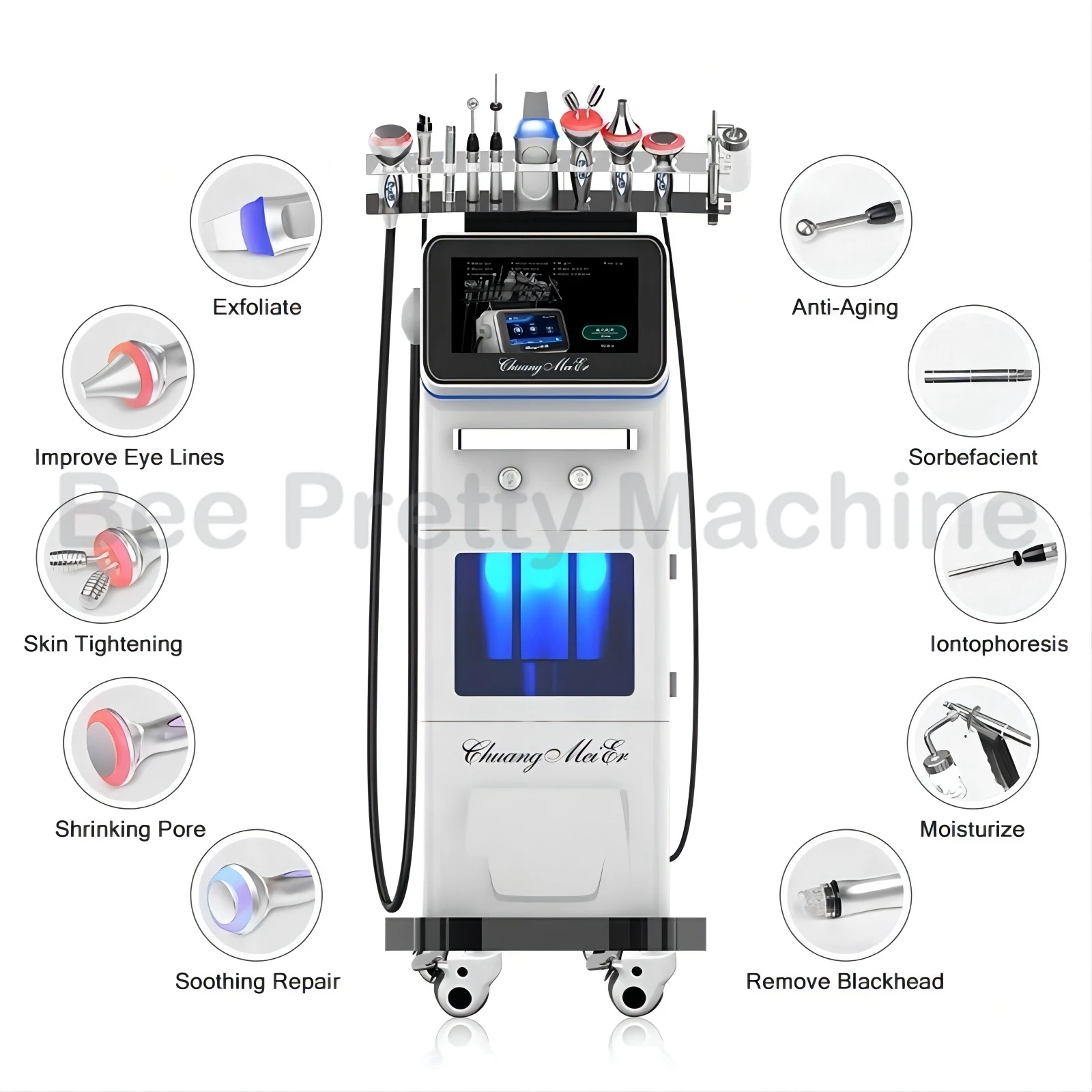 Factory Newest 2023 10 in 1 Face Watering Skin Deep Cleaning Scrub For Salon use Machine Skin Lifting Whitening Made in China