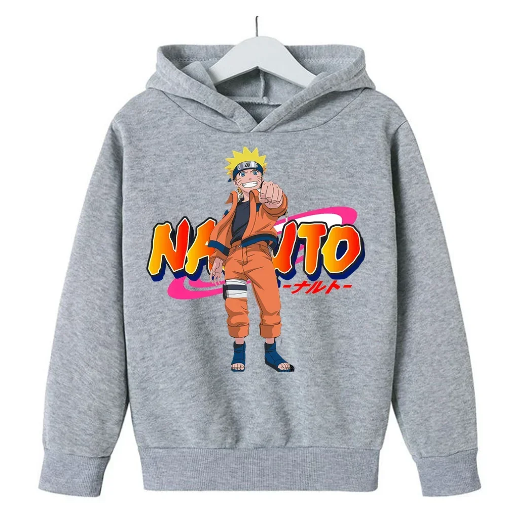 Felpa per bambini con stampa Anime giapponese Naruto Autunno Ragazzi e ragazze Casual Comodo morbido pullover con cappuccio