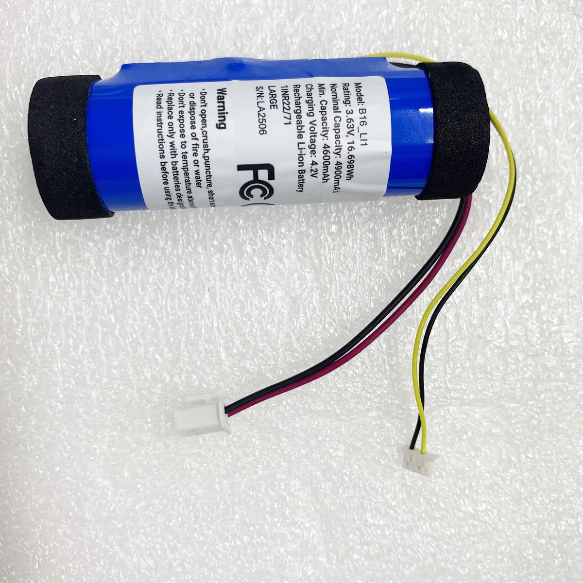 3.63V 16.698Wh B16_L11 Rechargeable Li-ion 4600mAh/4900mAh Battery 1INR22/71 S/N:LA2506