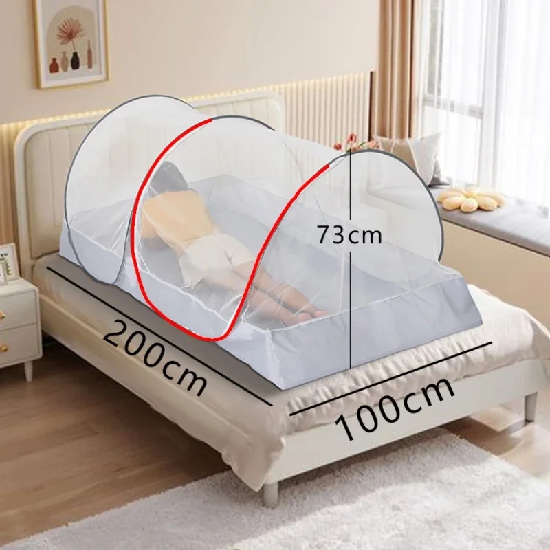 

Folding Mosquito Net Single Bed Children's Bed Camping Mosquito Net with Zipper Portable Home and Garden Tent Waterproof Bottom.