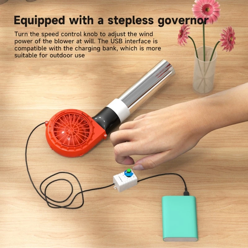 Portable BBQ Fan Air Blower Handheld Battery Powered Barbecue Fan Air Blower Outdoor Camping Picnic Grill Cooking Tool