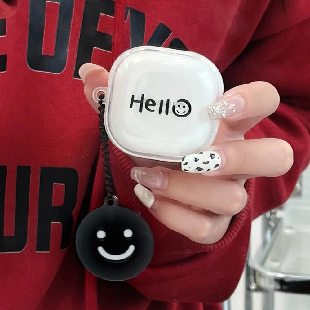 Hello Smile Earphone Case for Samsung Galaxy Buds Live / Buds Pro / Buds 2 Buds2 Pro Cover Wireless Headset Accessories Pendant