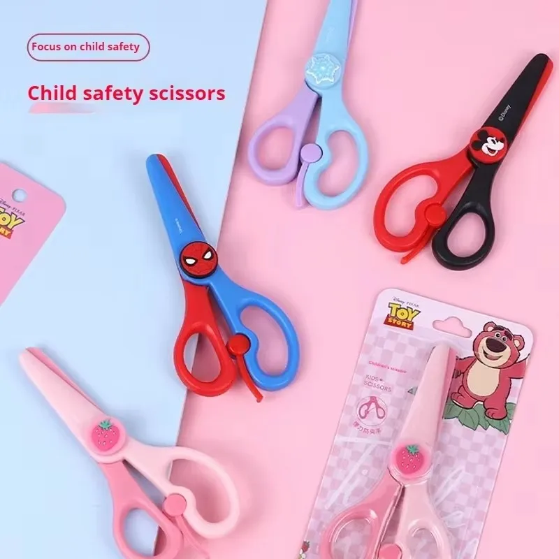 Spiderman Scissors Lotso Mickey Elsa Kids Kindergarten Student Safe Handicraft Class Scissors Stationery School Supplies