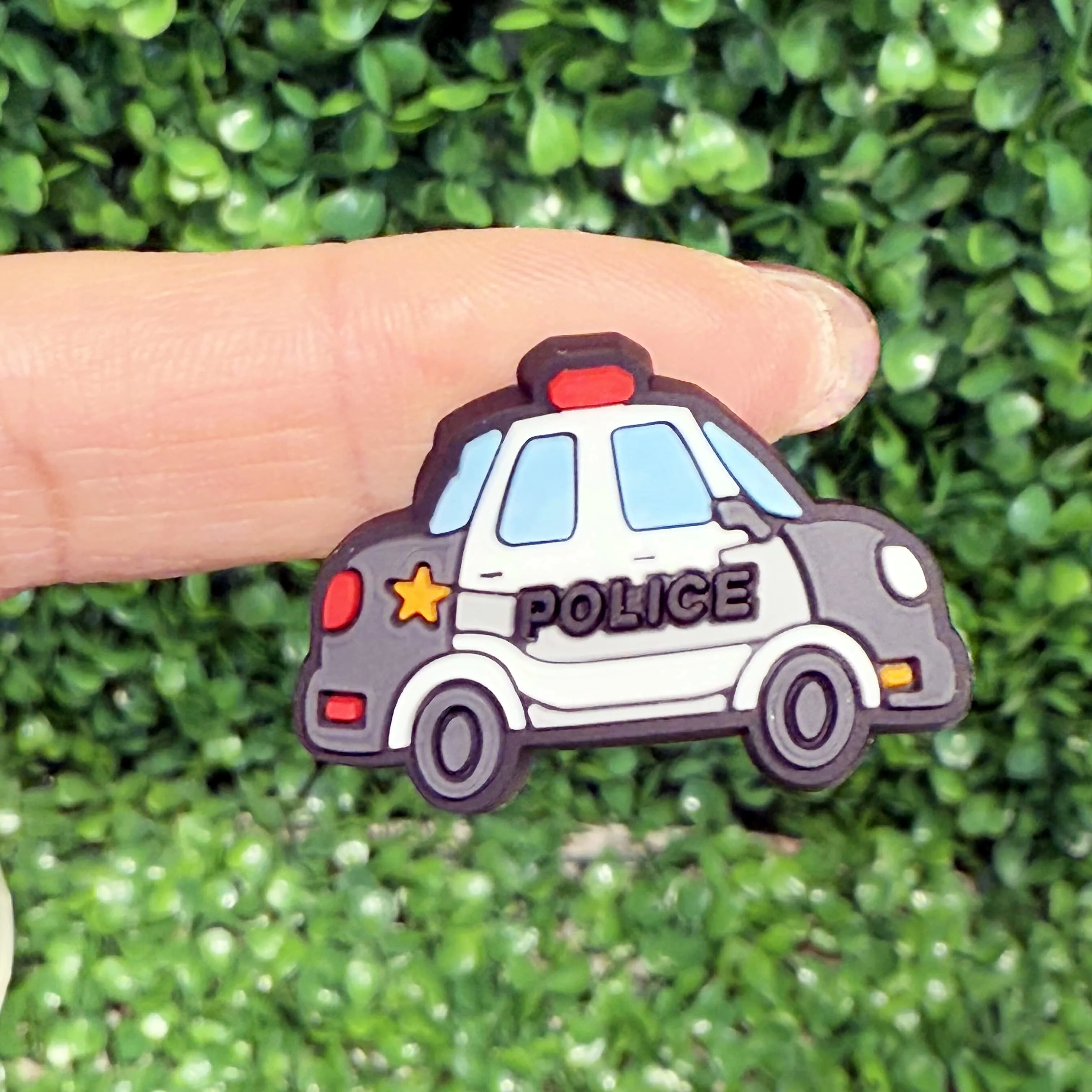 13PCS Cartoon Vehicles Police Car PVC Shoe Charms For DIY Bracelets Sandals Shoes Accessories Garden Shoes Button Decoration