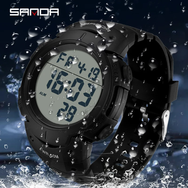 SANDA Men's Watches Waterproof Sports Stopwatch Chronograph Watch For Male LED Electronic Digital Wristwatches Relogio Masculino