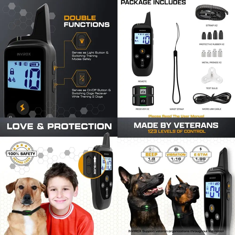 

Advanced 2026 Dog Training Collars for Large Breeds: Waterproof, Rechargeable with 123 Levels, 1100 Yard Range