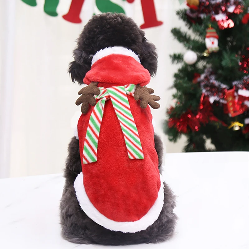 Dog Christmas Clothes Pets Clothing Santa Costume New Year Cat Outfits Xmas Deer Hat Puppy Coat Hoodie Party Apparel