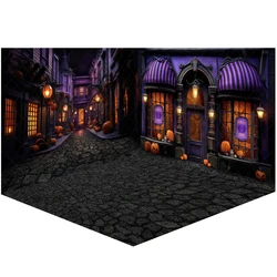 Halloween Magic Shop Photo Background,Photo Studio Props,Girl and Boy Background for Photography,Purple Magic Street Backdrop