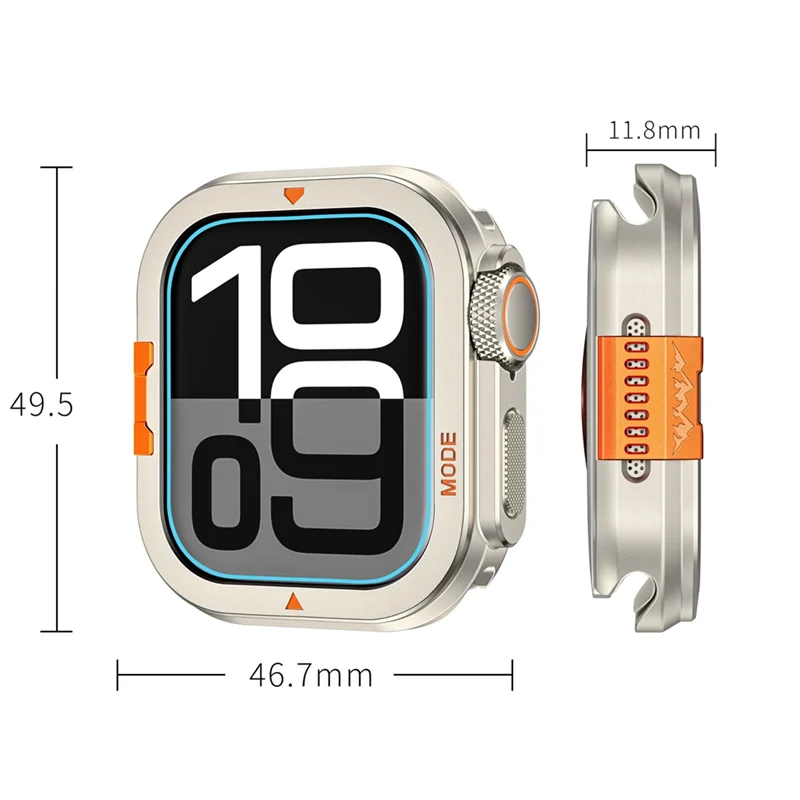 Caja metálica de cobertura total para relojes Serie 10 de 46 mm con parachoques giratorio y carcasa trasera - Diseño de titanio