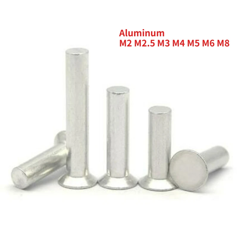 40-2000pcs M2 M2.5 M3 M4 M5 M6 M8 Solid Aluminum Flat Countersunk Head Punch Self-plugging Knock Signage Rivet GB869