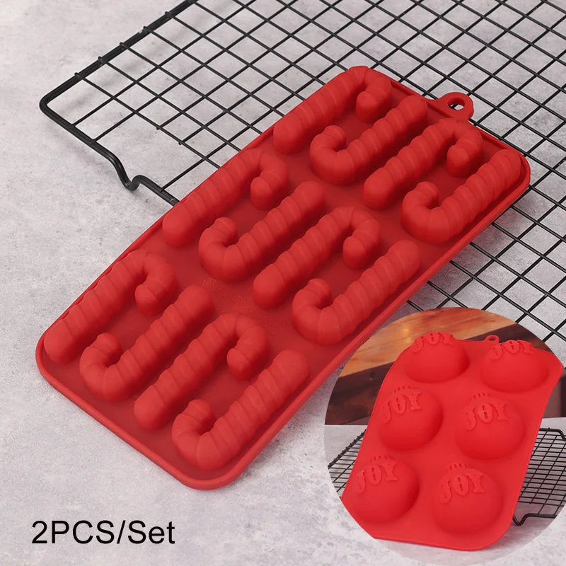 Chocolate Mold Christmas Silicone Mold Kitchen Cane Christmas Crutch Baking Pan Baking Mold For Candy Cake Cookie Making Newest