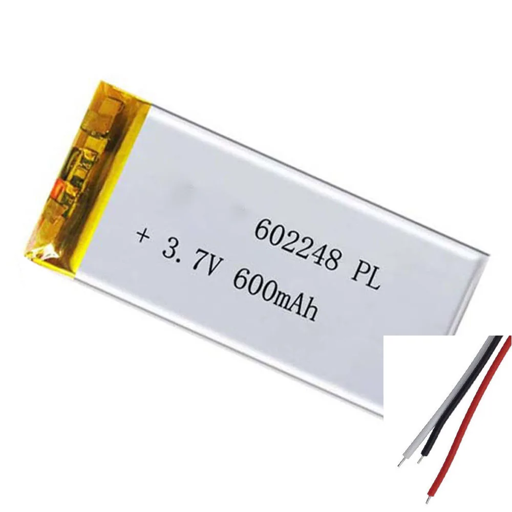 Rechargeable 3.7V 650Mah 602248 JST 3Pin Li-Polymer Li Ion Battery For Power Bank MP4 Charging MP3 Tablet Smart Watch GPS DVD