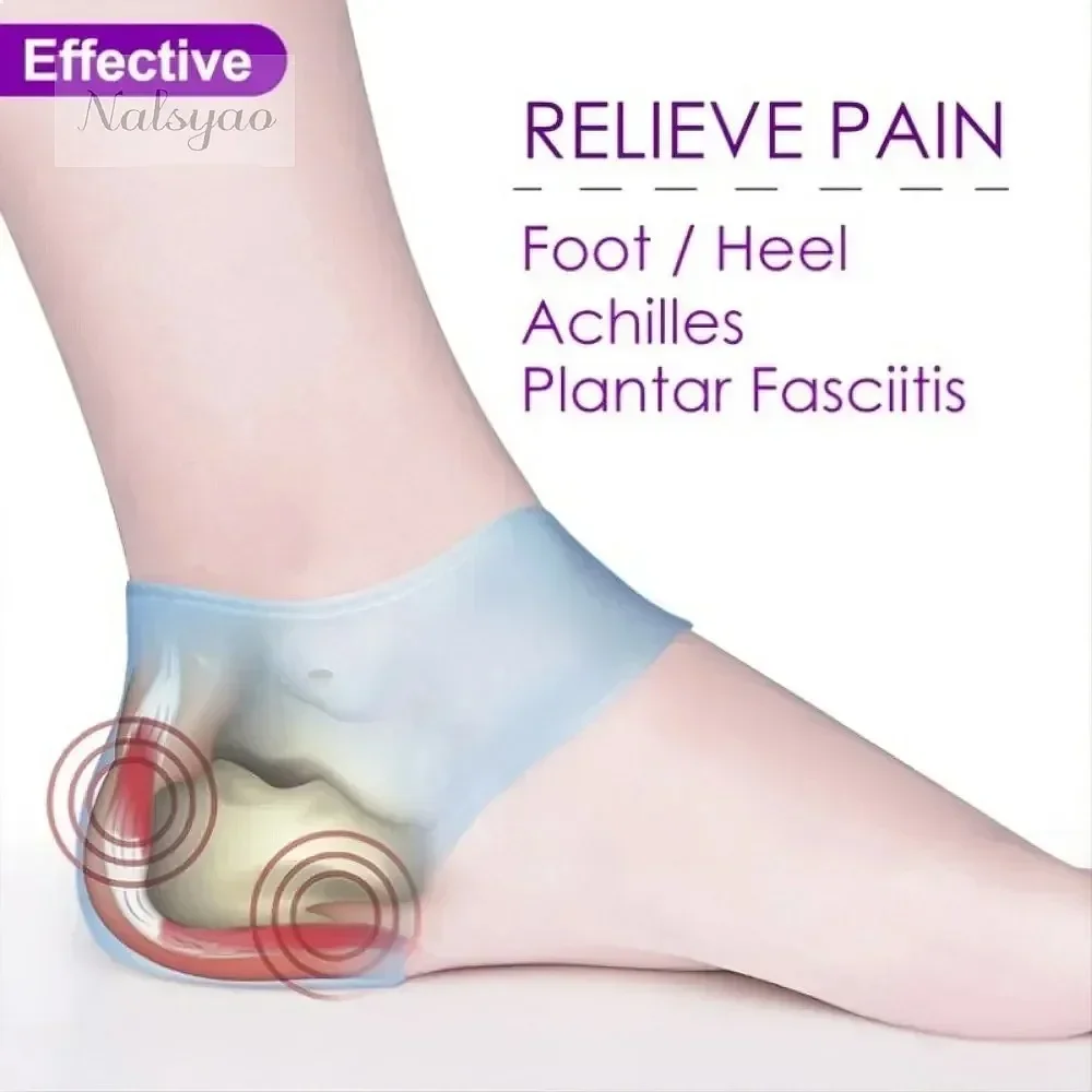 2PCS Heel Cushion Gel Heel Protector for Plantar Fasciitis Achilles Tendonitis Bone Spur Aching Feet Pain Relief Shoe Inserts