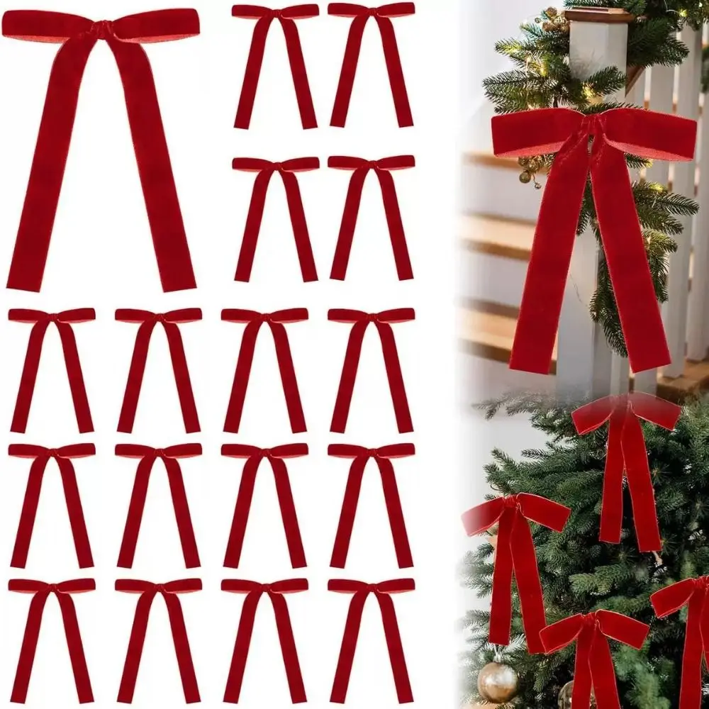 12/24 pcs/set New Vintage Christmas Tree Bows Red DIY Wreath Bow Elegance Versatile Christmas Tree Decoration Home Decor