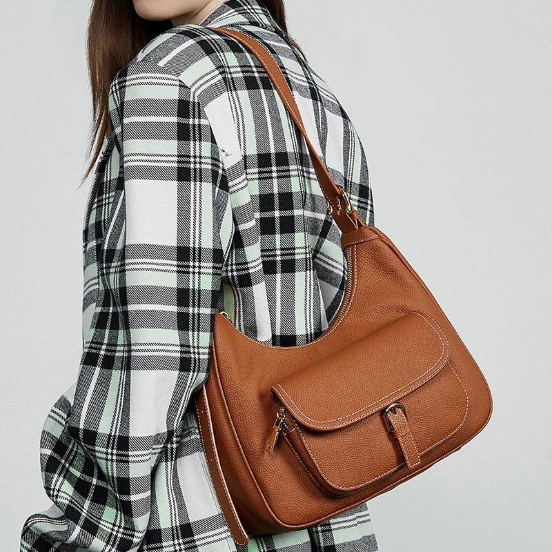 

Genuine Leather Underarm Shoulder Bags for Women 2025 Luxury Crossbody Hobos Office Vintage High-quality Tote Ladies Handbags