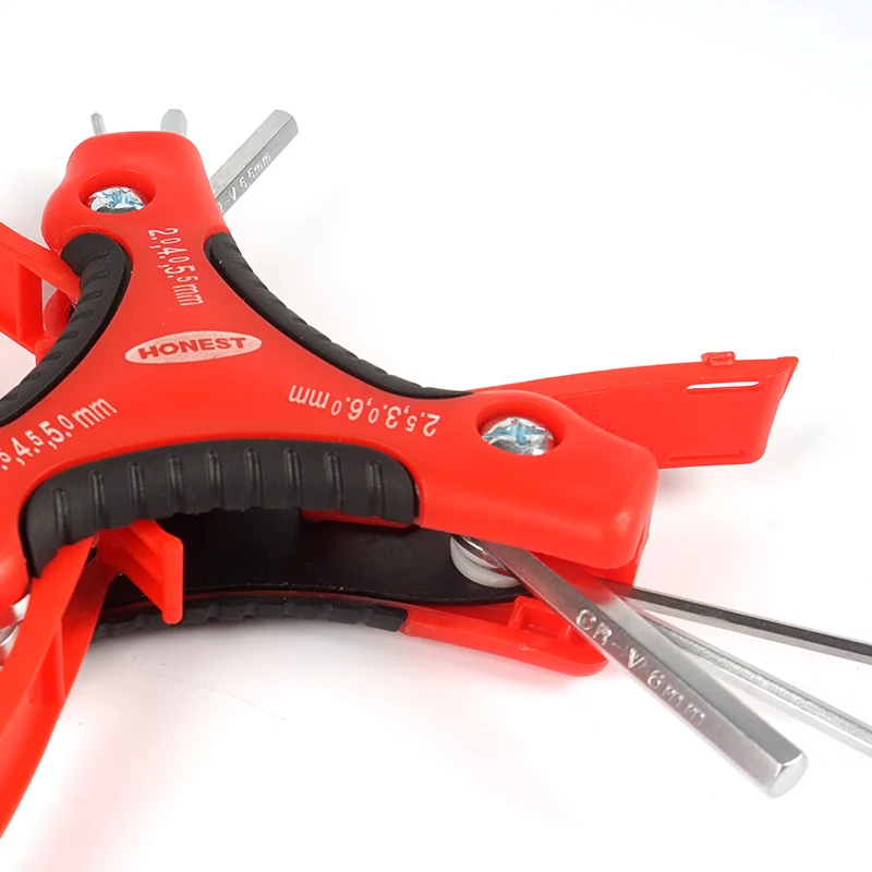 9pcs Folding Hex Key Set, Portable Allen Key With Ergonomic Handle, Metric (1.5mm, 2mm, 2.5mm, 3mm, 4mm, 4.5mm, 5mm, 5.5mm,6mm)