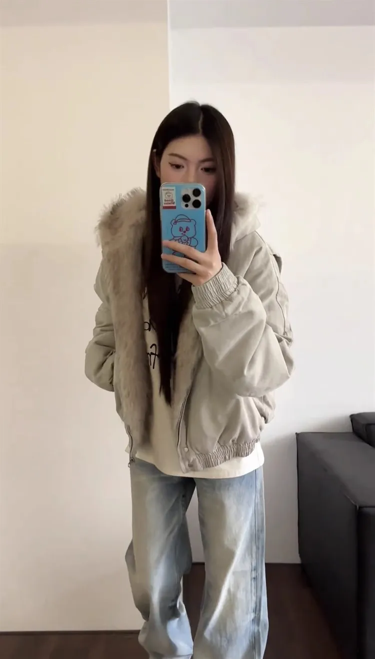 Doudoune épaisse à col en fausse fourrure pour femme, vêtements de travail d'hiver, vêtements d'extérieur pour couple, Style américain, nouveau manteau en coton pour automne et hiver