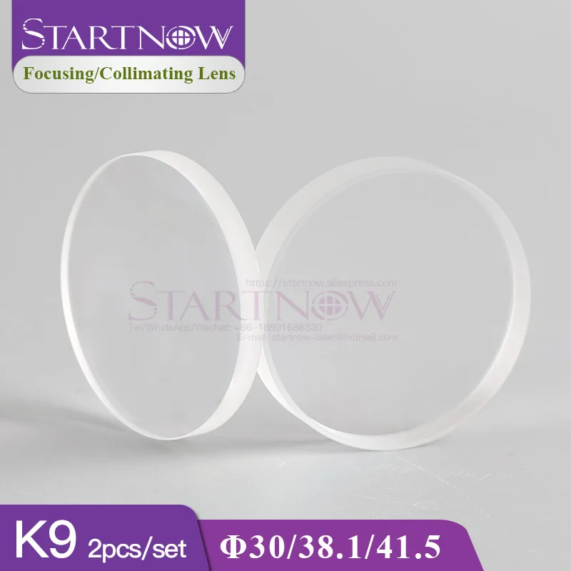 Startnow K9 유리 레이저 시준기 렌즈 – WSX 섬유 기계 용접 장비 헤드 포커싱 렌즈 (30mm, 38.1mm, 41.5mm, 1064nm, 2개 세트)