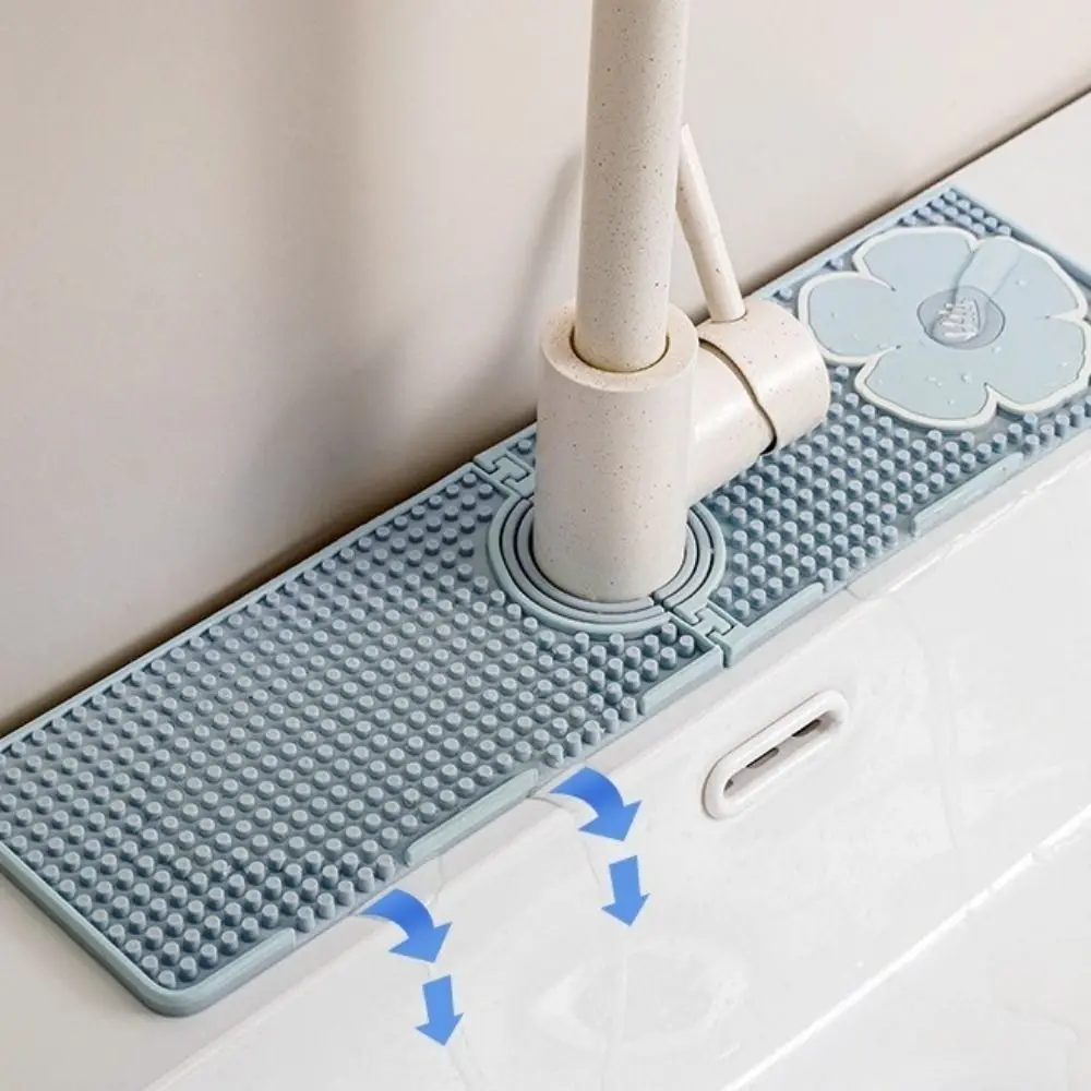 Durable Silicone Faucet Drain Pad Soft Anti-slip Sink Drain Pads Foldable Splash Proof Sink Splash Guard Kitchen