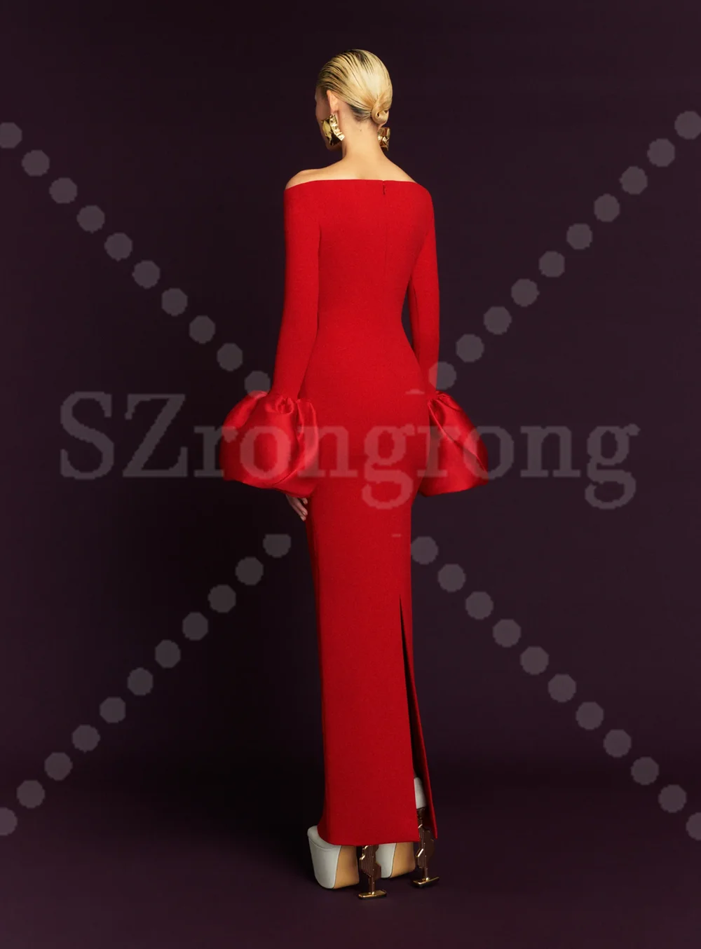 맞춤 제작 모던 보트 칼라 긴팔 정장 이브닝 드레스 클래식 시스 스타일 발목 길이 신부 들러리 드레스 베스티도스