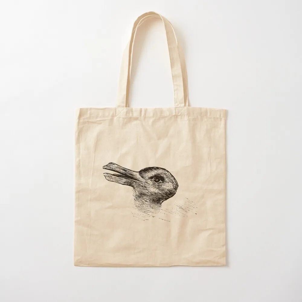 Vintage Duck Rabbit Illusion Psychology Classic Tote Bag shopping bags foldable Lady bag Cloth bags