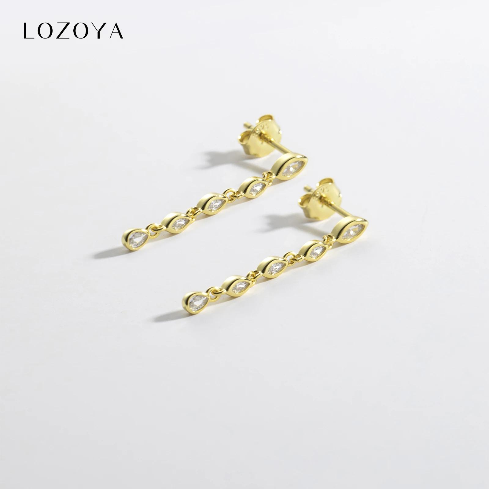 

Серьги-подвески LOZOYA из 100% стерлингового серебра 925 пробы с золотом и цирконами маркизной огранки, женские, роскошные, в стиле рок-панк, изысканные ювелирные изделия 2026