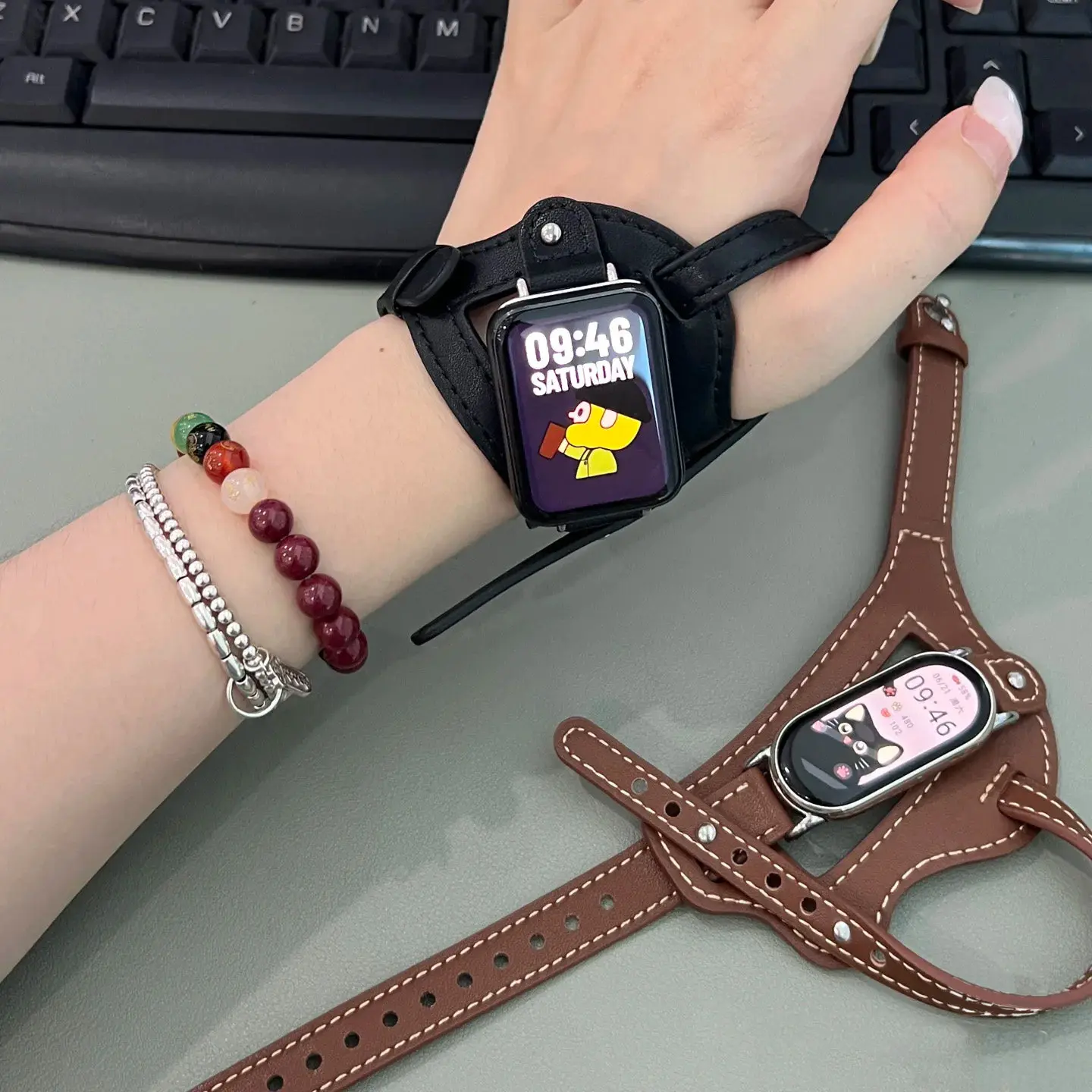 

Ремешок для смарт-часов из натуральной кожи, совместимый с Xiaomi Mi Band 10/9/8/9 Pro/8 Pro, сменный спортивный браслет, стильный подарок