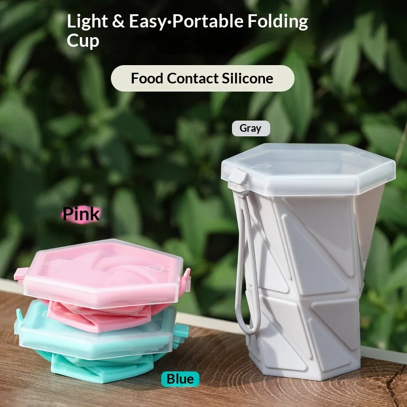 New silicone folding cup 260ml portable travel mug for outdoor sports and mouthwash use  silicone cup collapsible cup