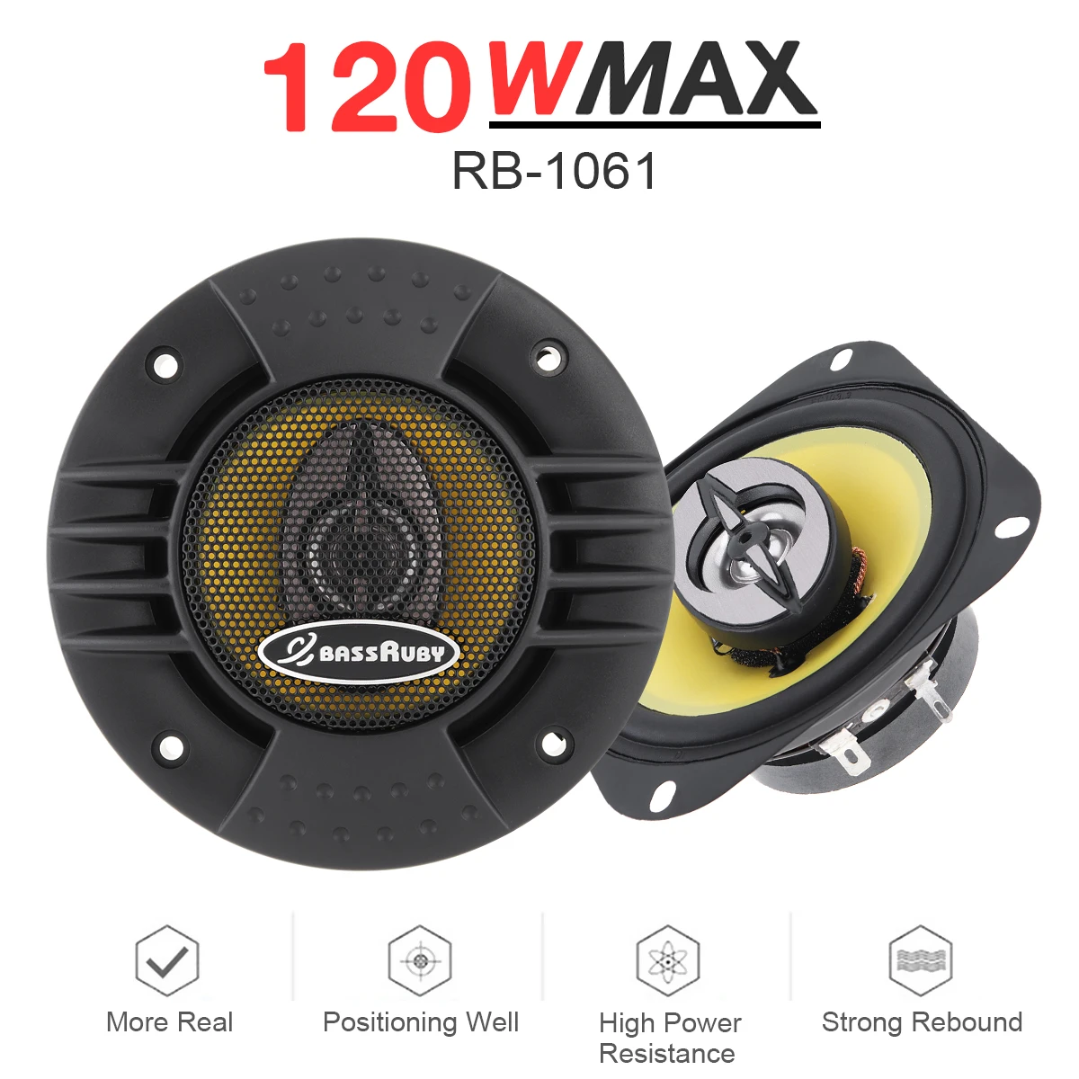 2pcs 2 Way 4 Inch/5Inch 120W /150W Car Coaxial Speakers Door Auto Audio Stereo Full Range Frequency HiFi Automotive Loudspeakers