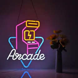 Arcade Neon Sign Personalized Game LED Neon Light Sign Dimmable for Bedroom Game Room Home Internet Cafe Wall Decoration Gifts