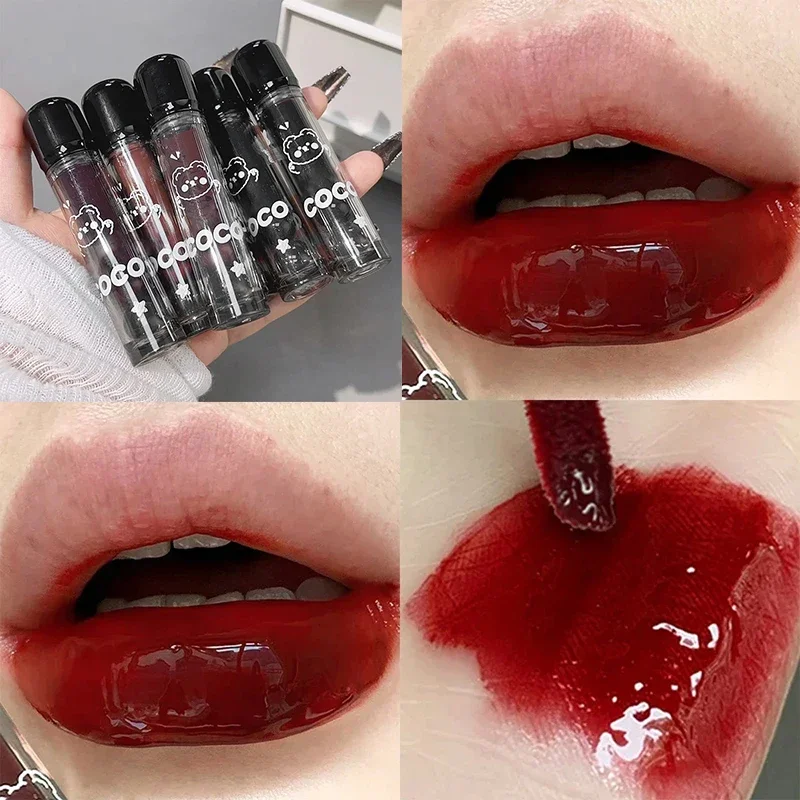 Błyszczyk do ust Mirror Juice Black Water-light Glass Waterproof Red Tea Brown Liquid Lipstick Lasting Nude Lip Tint Makeup Cosmetics