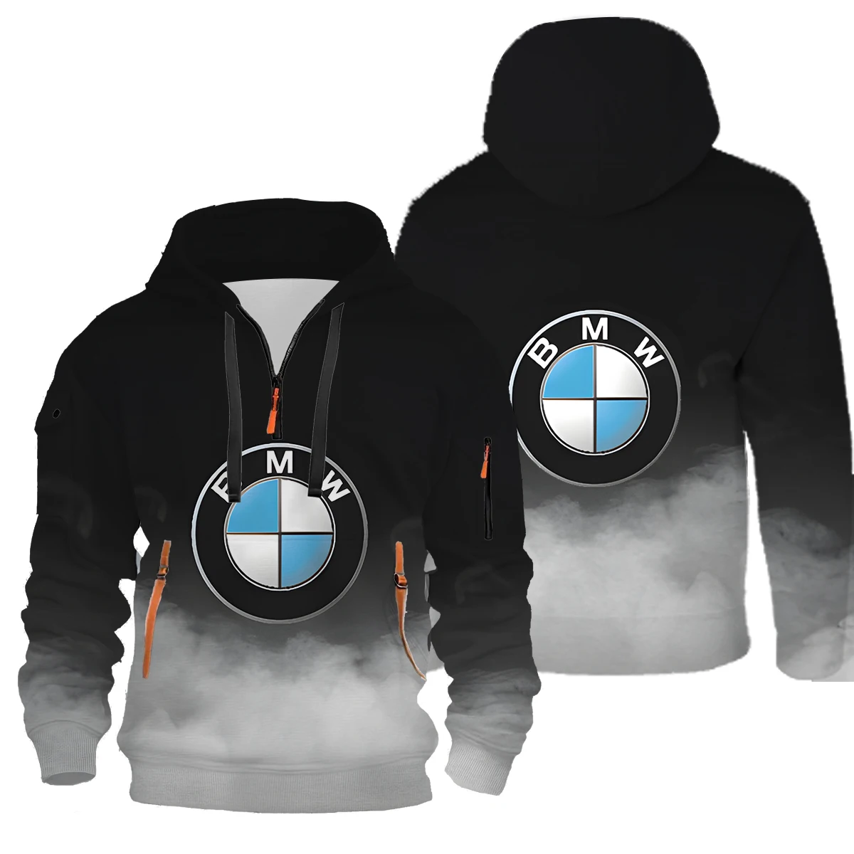 2025 New BMW Logo Spring Fashion Men's BMW Hoodie Large Outdoor Windproof Thick Top Men's Casual Zipper Warm Hoodie Sweatshirt