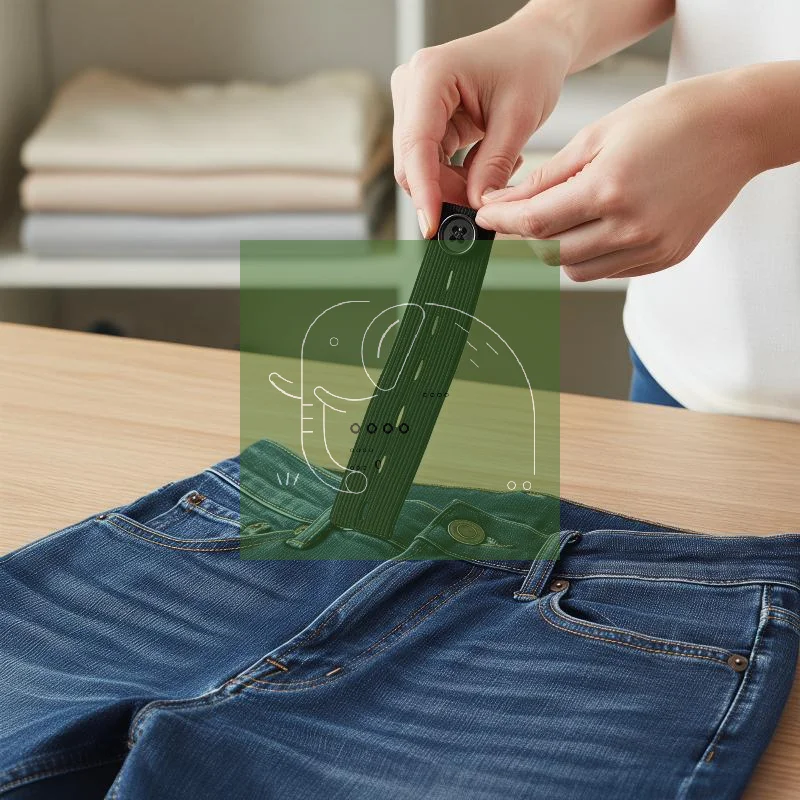 

5pcs Pant Extender Belt Unisex Soft Elastic Waist Button Extenders With Adjustable Holes Multicolor For Tight Jeans Trousers