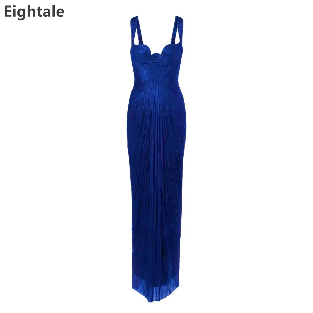 

Eightale 2025 Royal Blue Silk Chiffon Maxi Sexy Slit Evening Dress Wedding Party Formal Prom Dress Dubai Party Gown Customized