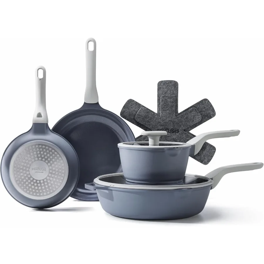 

Nonstick Pots and Pans Set 9 Pieces Non Toxic Ceramic Nonstick Cookware for Healthy Cooking Ideal for Omelete and Egg Preparati