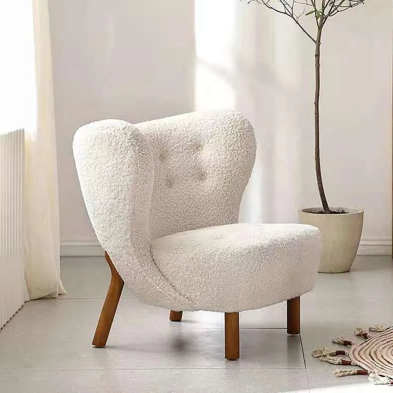 modern comfortable Coffee  Lamb Wool Fabric Chairs For Hotel  Chair Relax Teddy Fabric Fancy Living Room Chairs