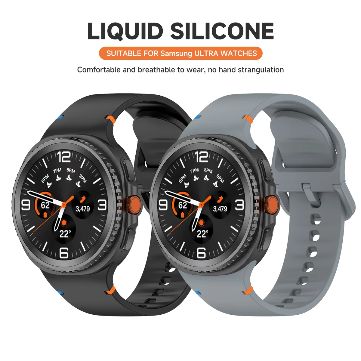 Pulseira de silicone para samsung galaxy watch 840mm 44mm/ 8 clássico/ultra 2 pulseira ajustável macio tpu acessórios de cinto
