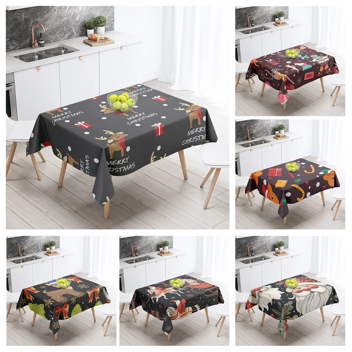 

Home tablecloths dining decoration and rectangular table accessories waterproof cloth Anti-stain restaurant Merry Christmas