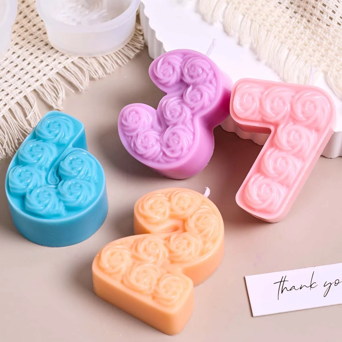 Rose Nummer 0-8 Silikon Kerze Form DIY Schokolade Fondant Kuchen Backformen Seife Gips Harz Handwerk Geburtstag Party ornament