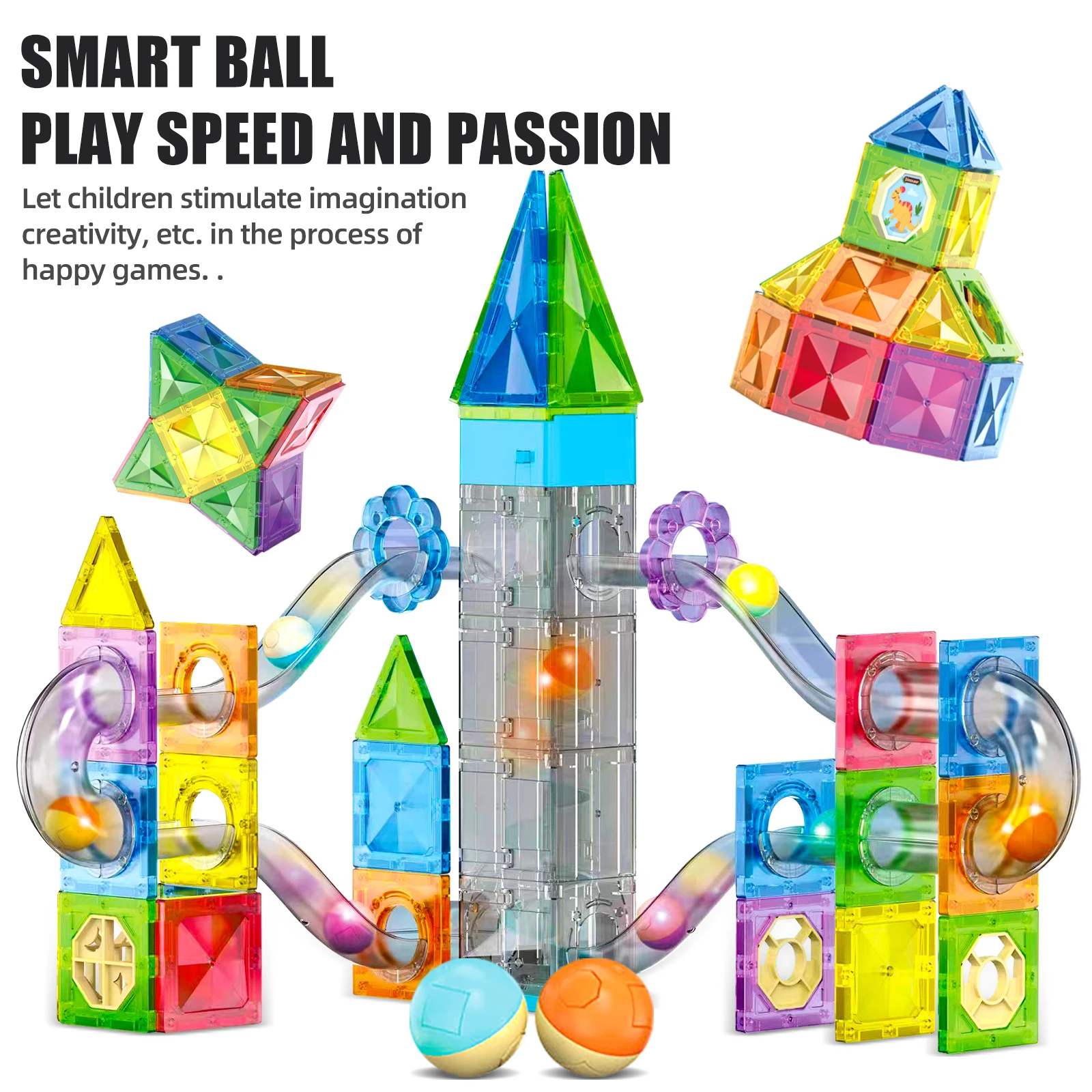 Colorful Window Magnetic Sheet Track Building Block Maze Assembly Magnetic Suction Pipeline Ball Rolling Puzzle Toy For Boys And