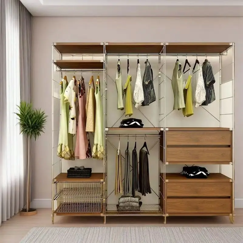 

Japanese high carbon steel floor-standing coat rack super large capacity double-layer open storage simple hanger storage rack