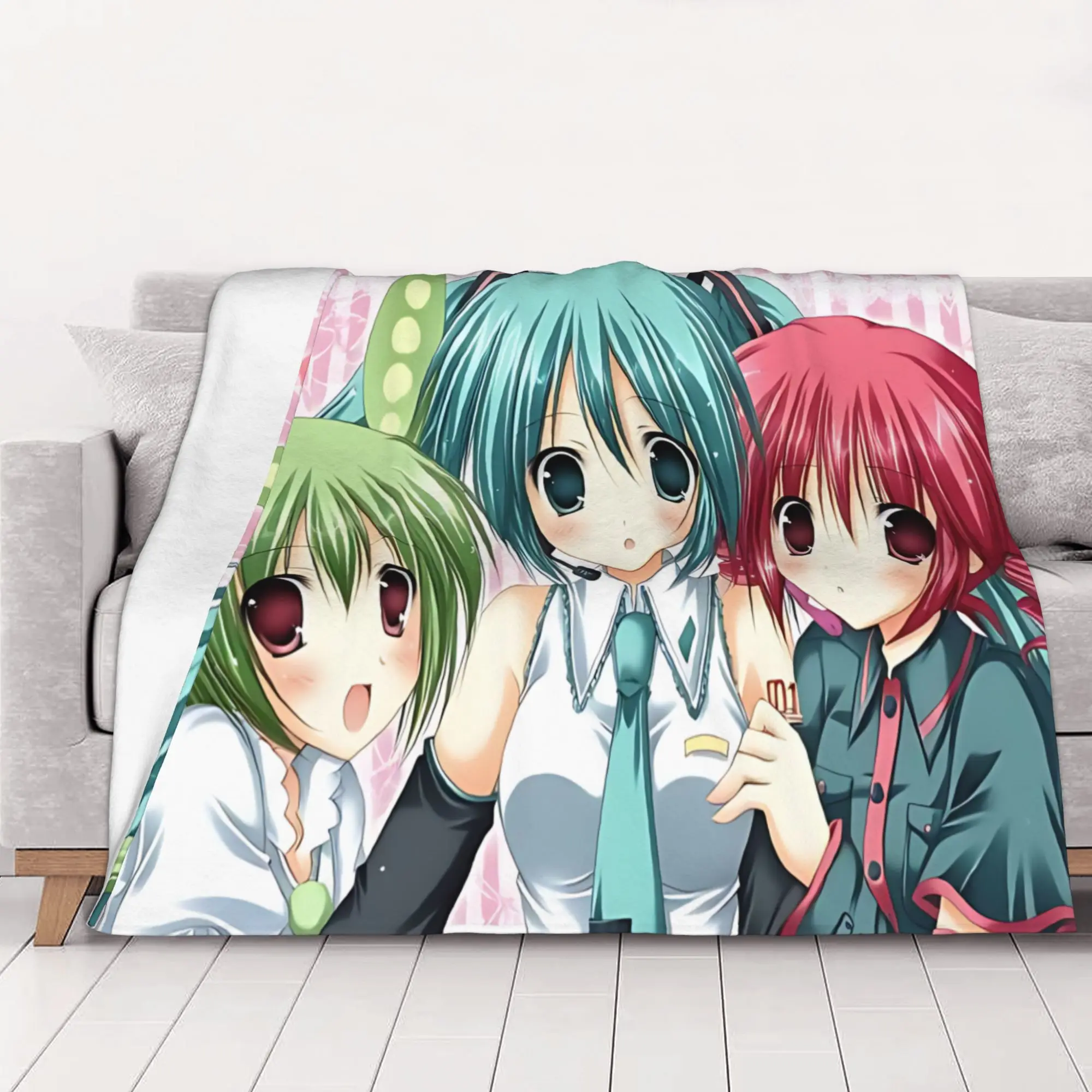 1PC home Cute Room Decor Hatsune Miku Blanket Throw Blanket  Novelty Warm Blanket All Season