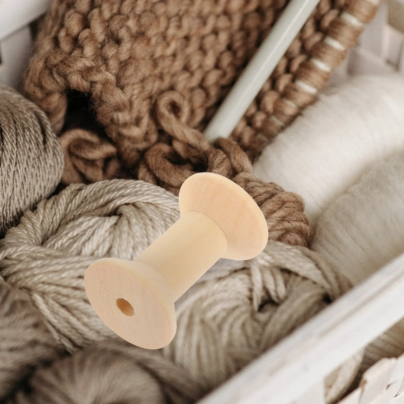 5Pcs Wooden Thread Spools Premium Natural Wood Sewing Supply for Crafts Dress Making Wire Twine Bobbin Storage DIY Craft Bobbins view 3