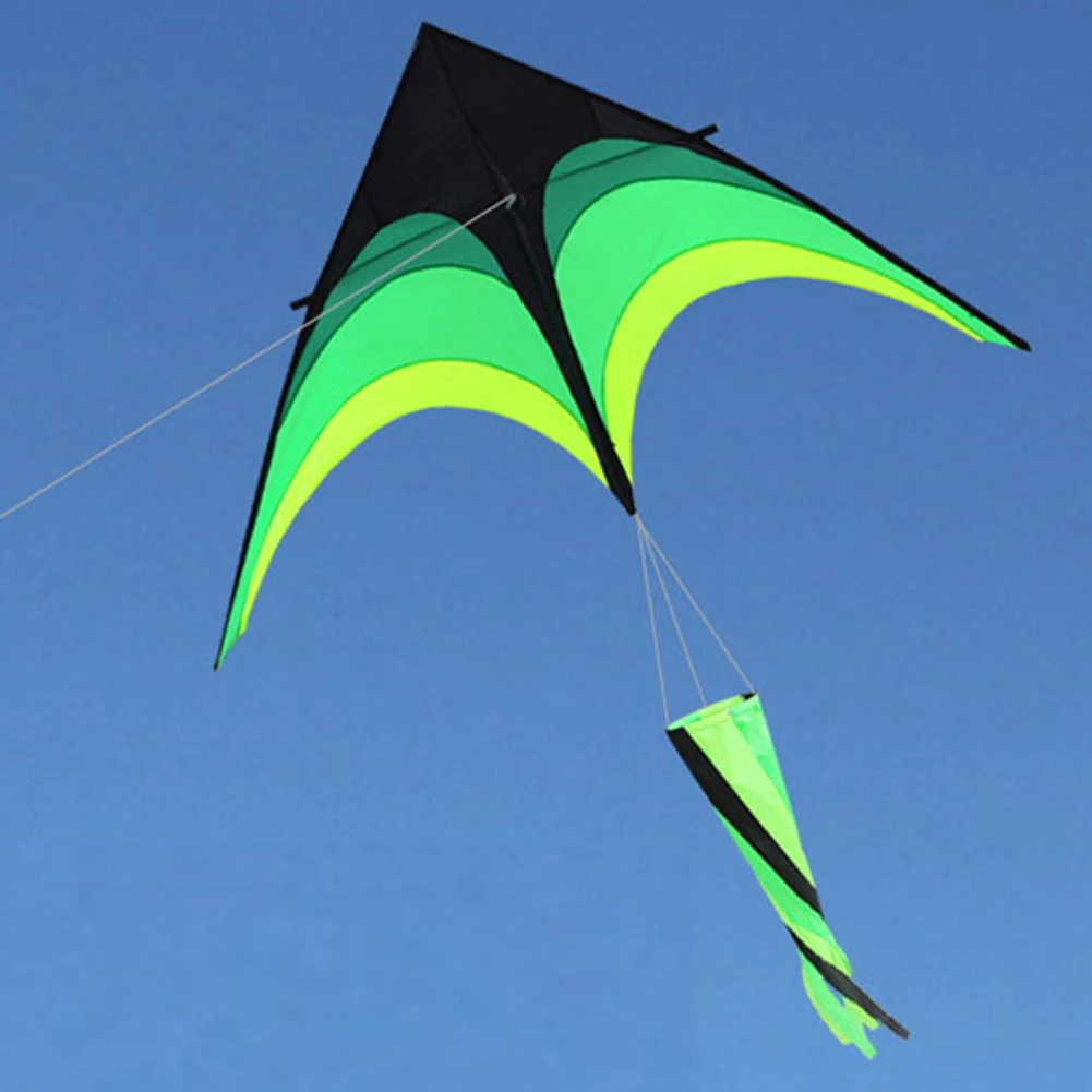 Grand cerf-volant Delta de 1.6m, jouet facile à voler, cerf-volant de cascade primaire, cerf-volant de vol arrière de 10 mètres avec ligne de roue pour enfants et adultes pour l'extérieur