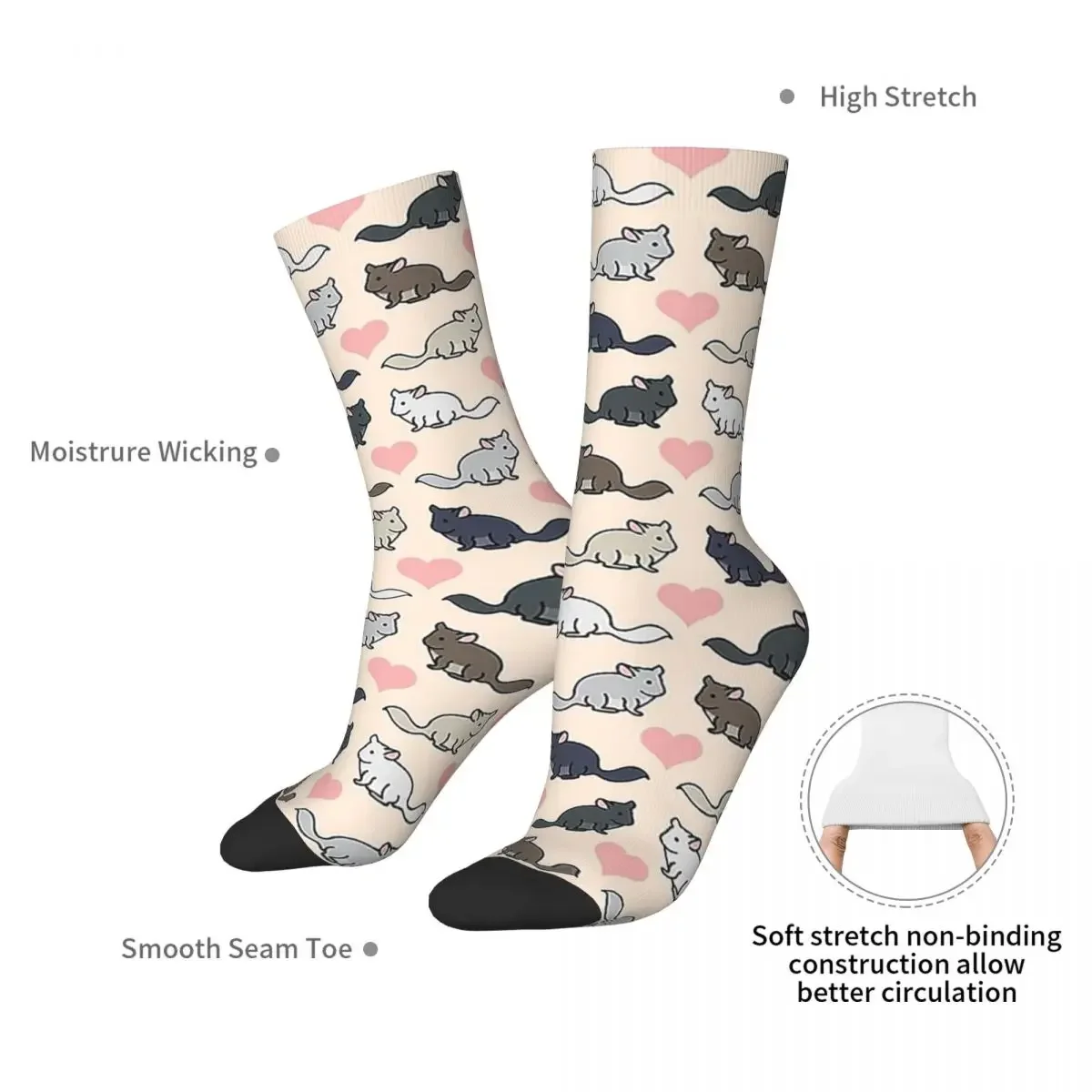 Chinchilla Love Socks Harajuku Sweat Absorbing Stockings All Season Long Socks Accessories for Man's Woman's Birthday Present