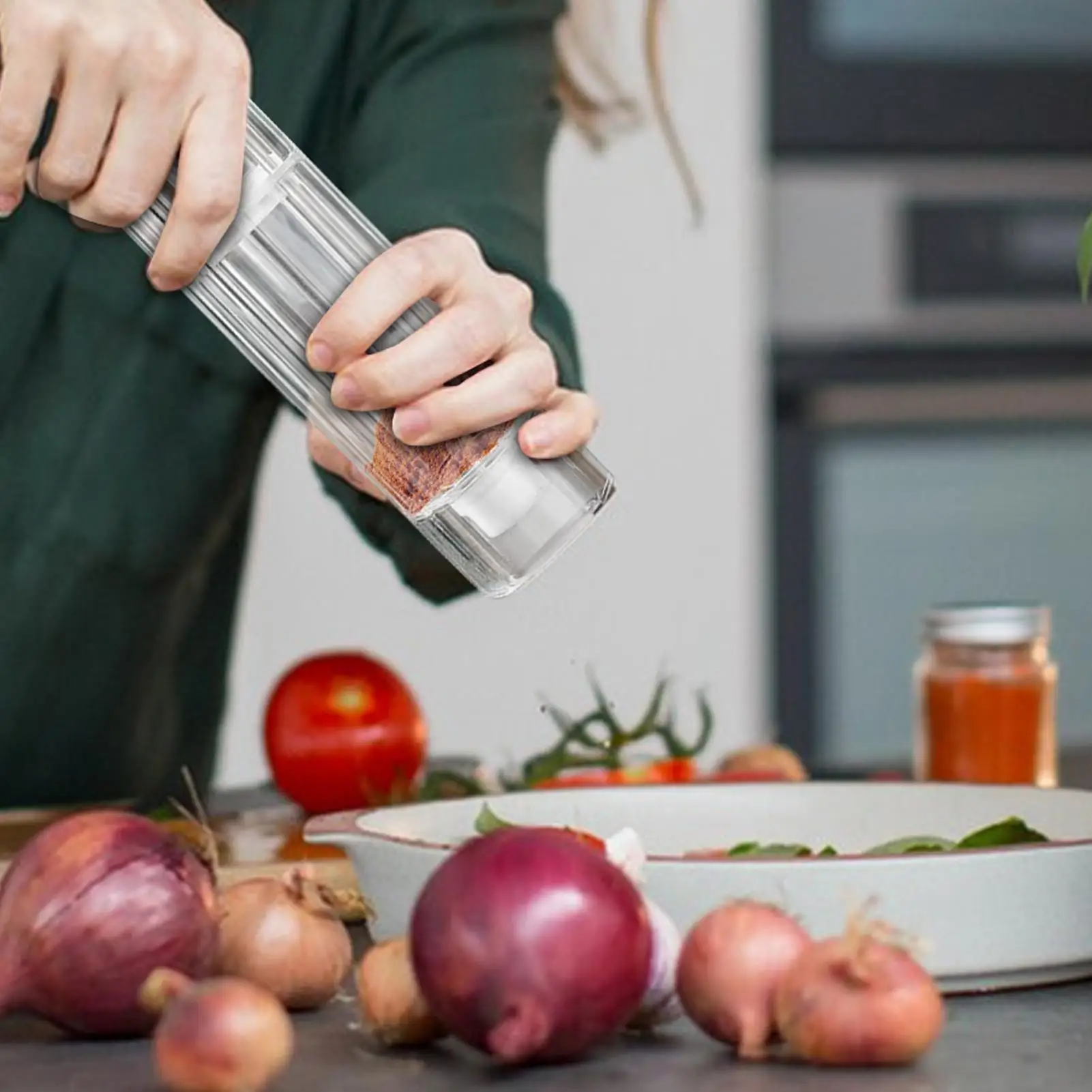 Pepper Mill Manual Clear Pepper Mill Grinder Kitchen Accessories For Grinding Peppercorn Garlic Seasoning Home Food Grill BBQ
