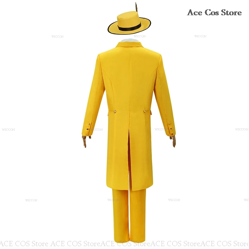 Green Mask Face Stanley Cosplay Comic Film Costume Hat Máscara Big Jim Head Clothes Carry Comedy Halloween Party Men Yellow Suit