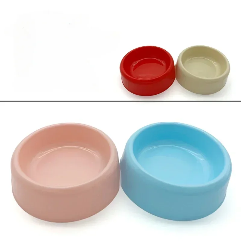 Plastic Pet Cat Bowl Solid Color Dog Water Bowl Round Single Bowl Thickened Eco-Friendly Cat Feeder Pet Supplies Dog Accessories